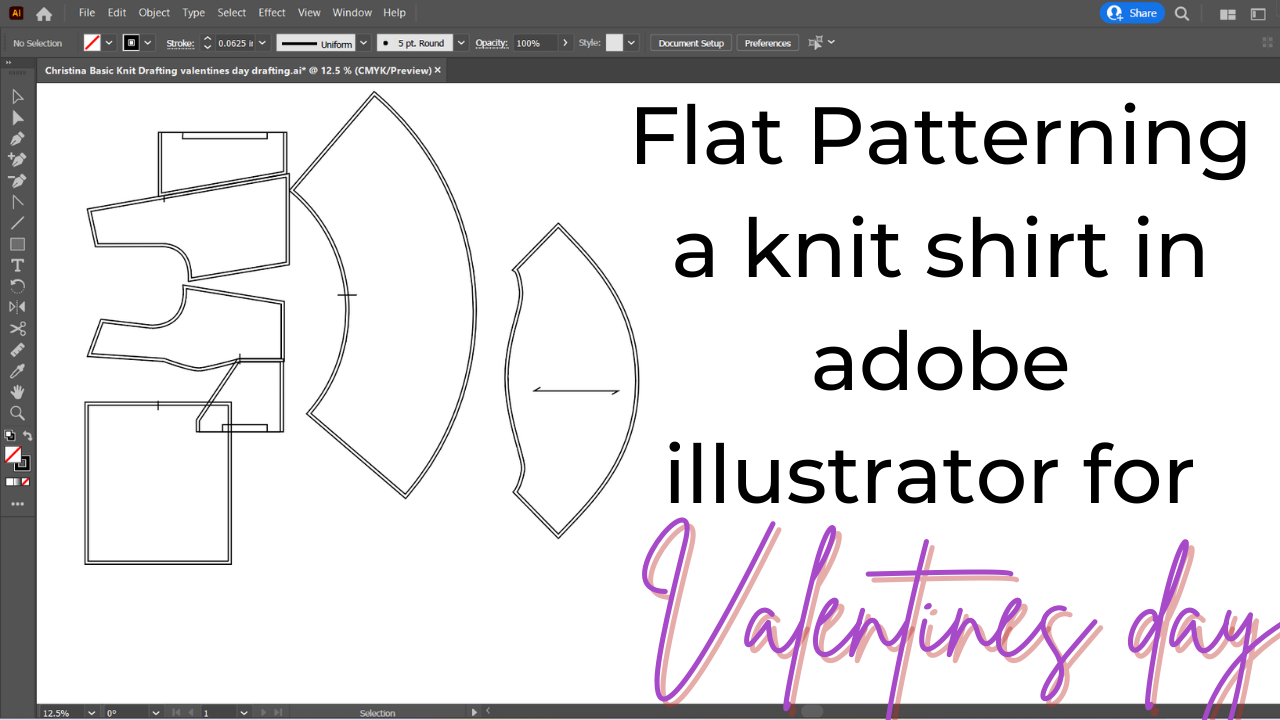 Time to Pattern Draft a Knit Valentine's day shirt in illustrator