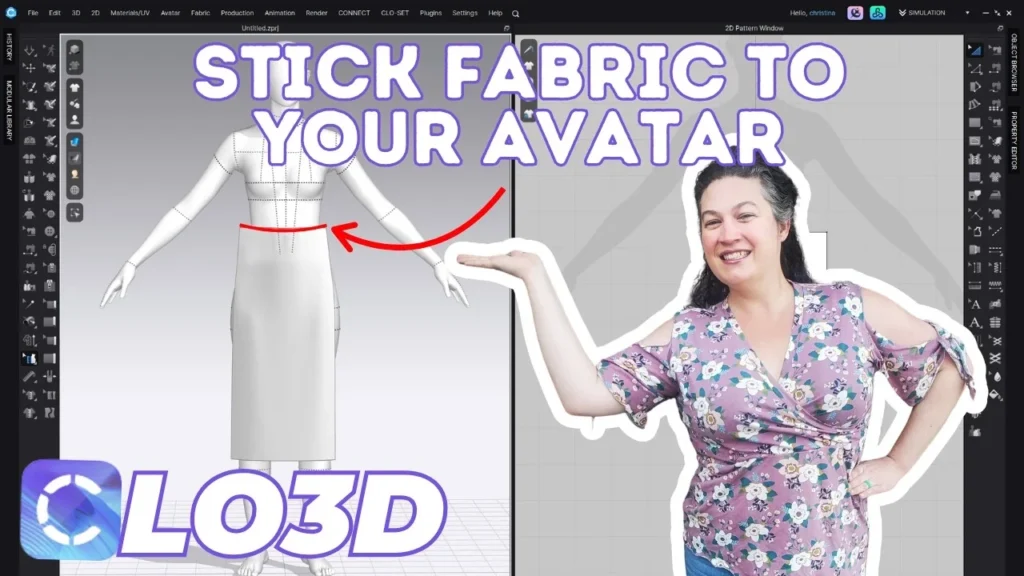 Attaching fabric to a linear avatar tape line in CLO3D