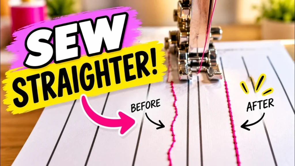 Sewing practice sheets for beginners on a sewing machine
